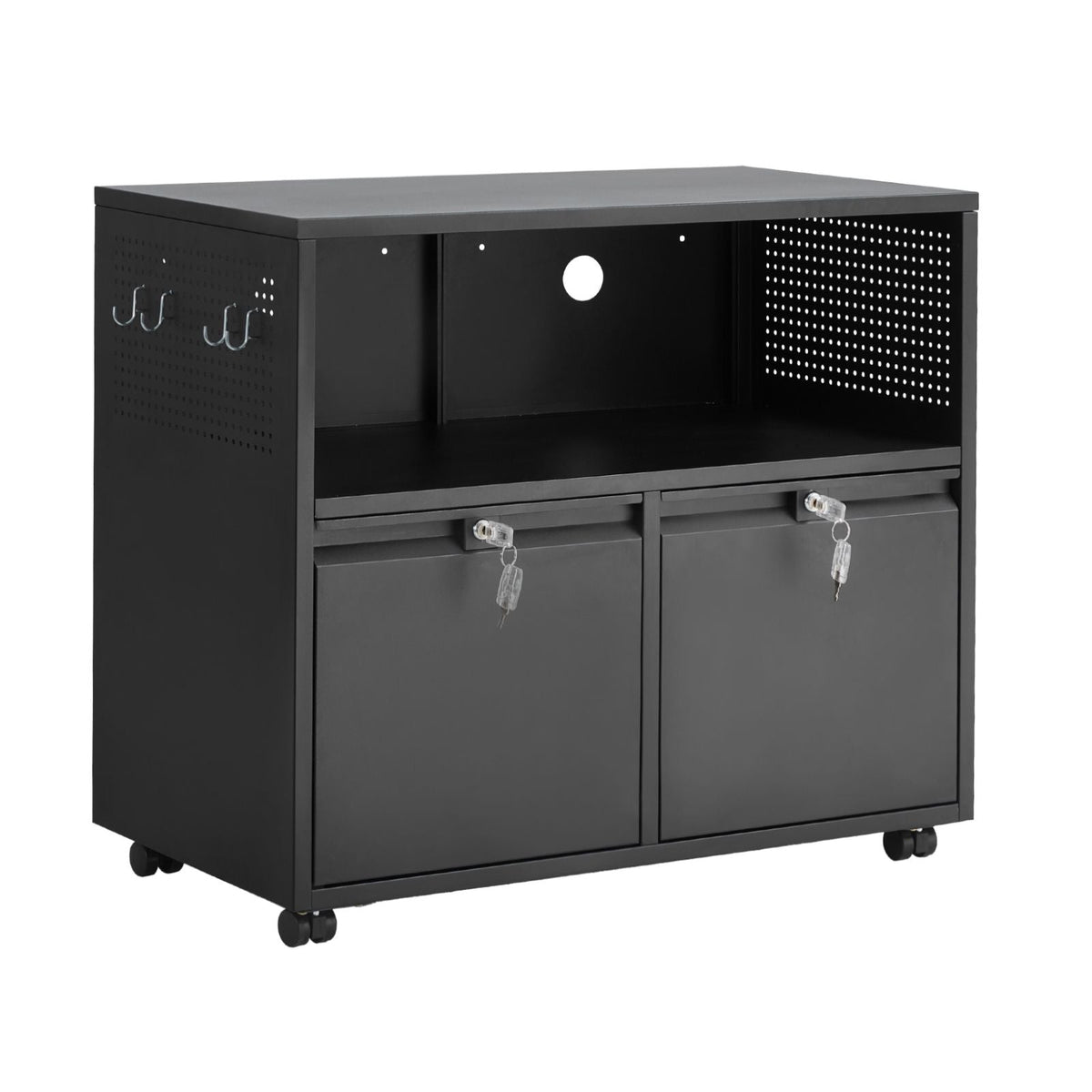 2 Drawers Metal File Cabinet, Lateral Filing Cabinet with Lock and Adjustable Hanging Rods, Wide Filing Storage Cabinets for Home and Office Fit Letter, A4, Legal Size File, Easy Assembly, Black