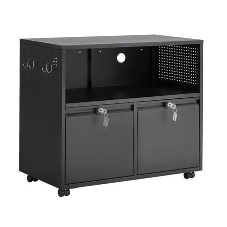 2 Drawers Metal File Cabinet, Lateral Filing Cabinet with Lock and Adjustable Hanging Rods, Wide Filing Storage Cabinets for Home and Office Fit Letter, A4, Legal Size File, Easy Assembly, Black