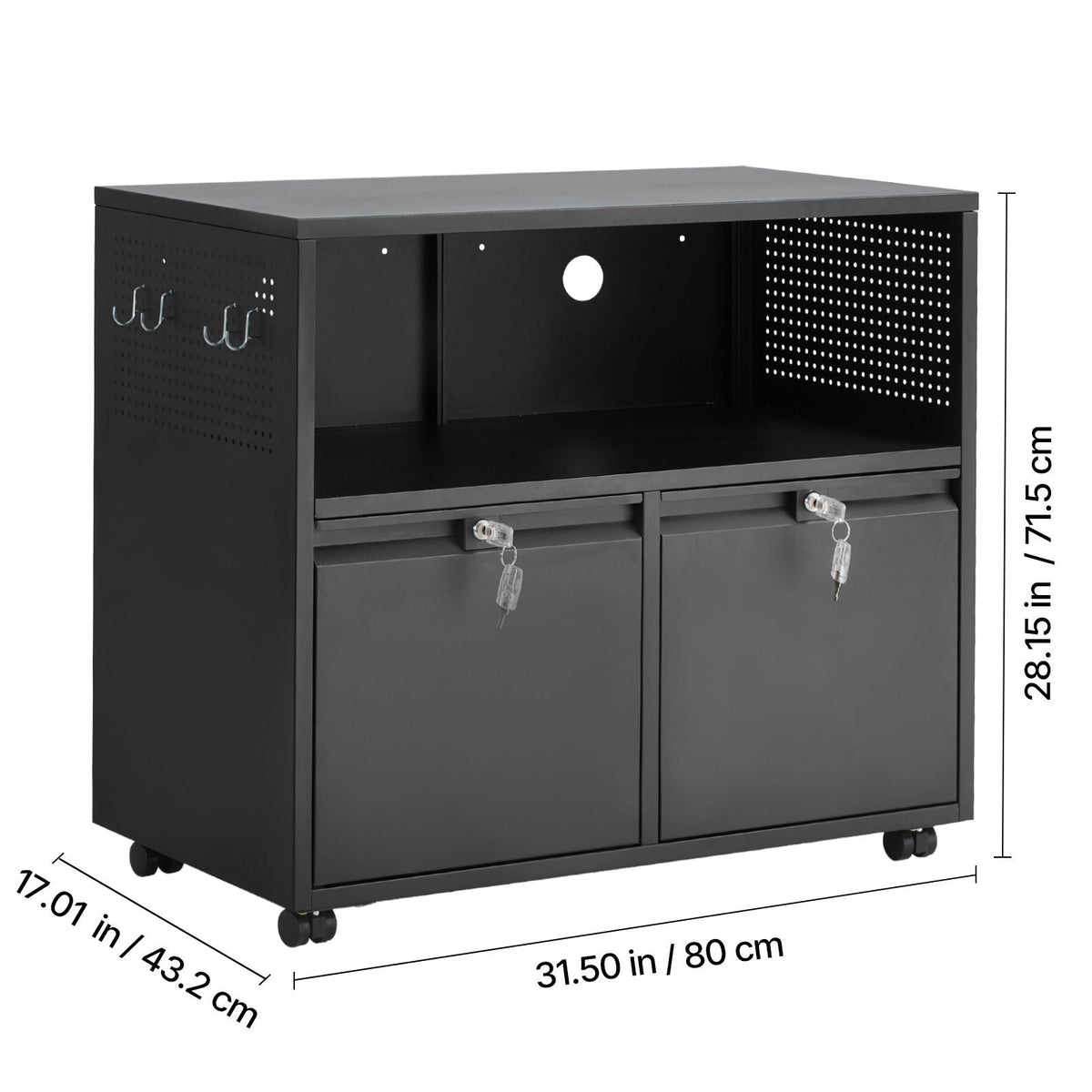 2 Drawers Metal File Cabinet, Lateral Filing Cabinet with Lock and Adjustable Hanging Rods, Wide Filing Storage Cabinets for Home and Office Fit Letter, A4, Legal Size File, Easy Assembly, Black