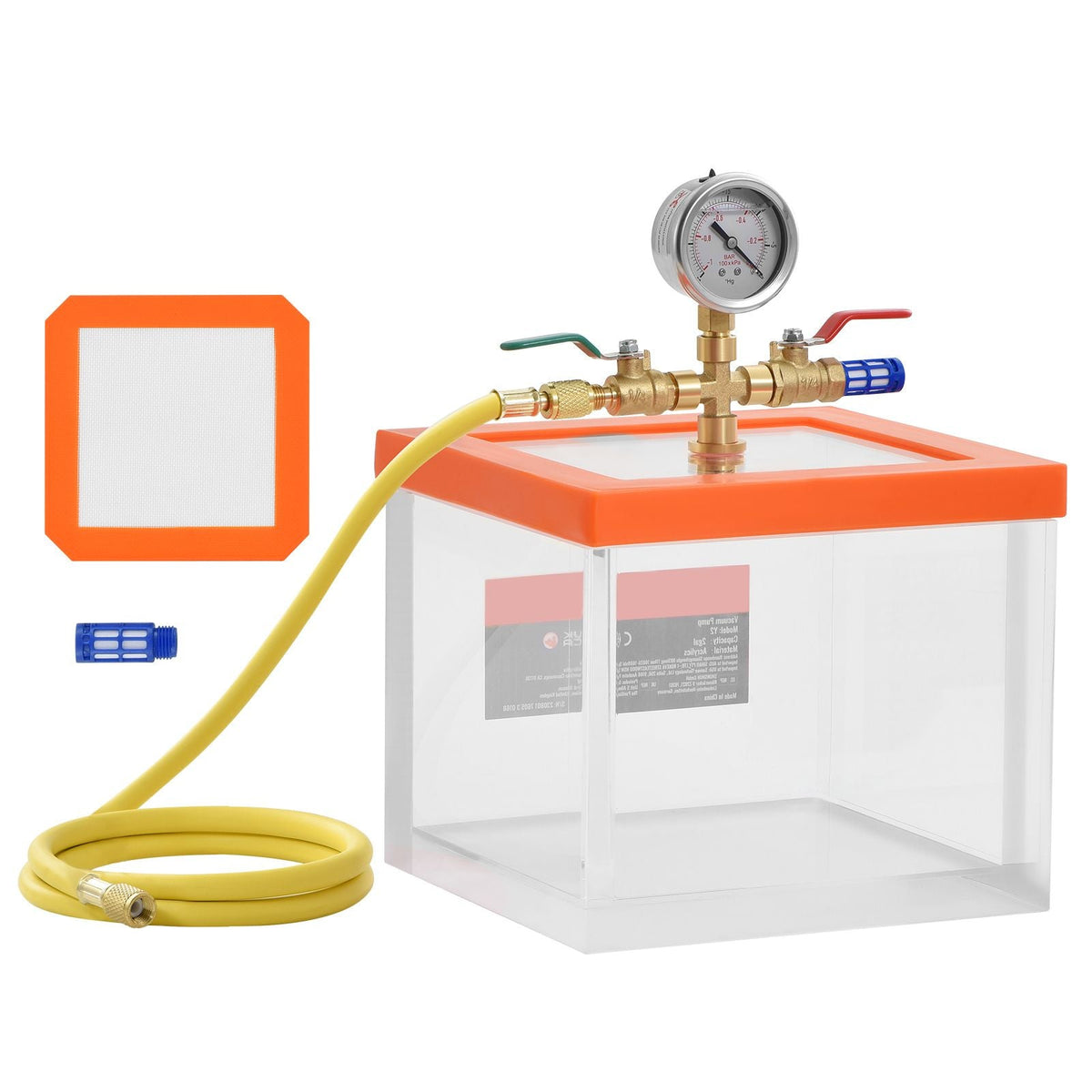 2 Gallon Vacuum Chamber, Upgraded Multipurpose Acrylic Vacuum Degassing Chamber, Transparent Vacuum Chamber, for Resin Degassing, Silica Gel Degassing, Gypsum Degassing and Vacuum Extraction