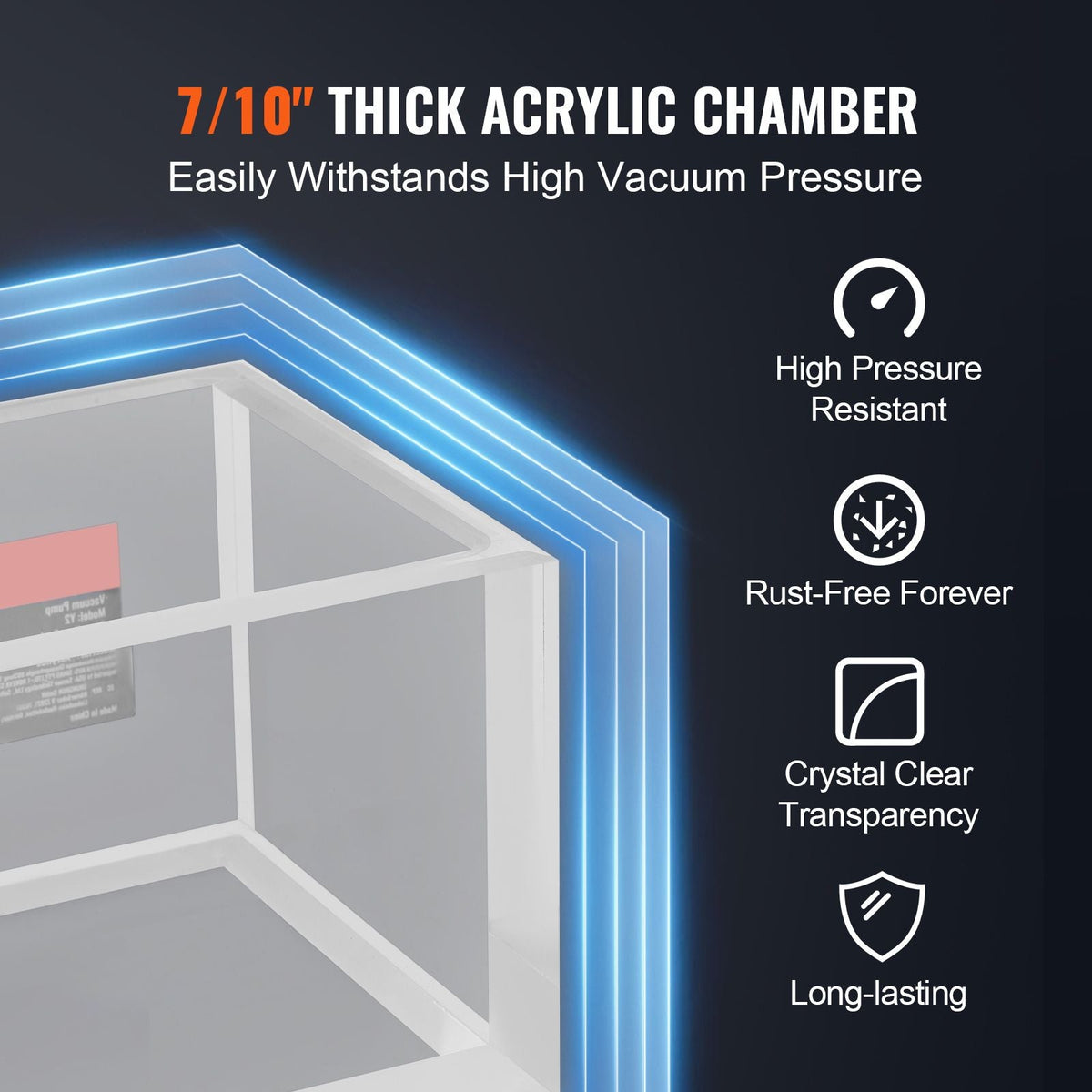 2 Gallon Vacuum Chamber, Upgraded Multipurpose Acrylic Vacuum Degassing Chamber, Transparent Vacuum Chamber, for Resin Degassing, Silica Gel Degassing, Gypsum Degassing and Vacuum Extraction