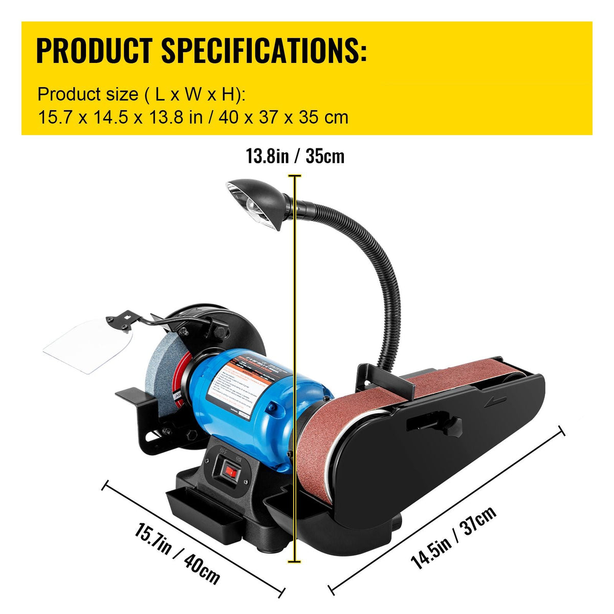 2 IN 1 2inch Belt Grinder for Knife Making 6inch 3450rpm per min Belt and Disc Bench Sander 90 Degree Belt Holder with Sturdy Base and LED Working Lamp