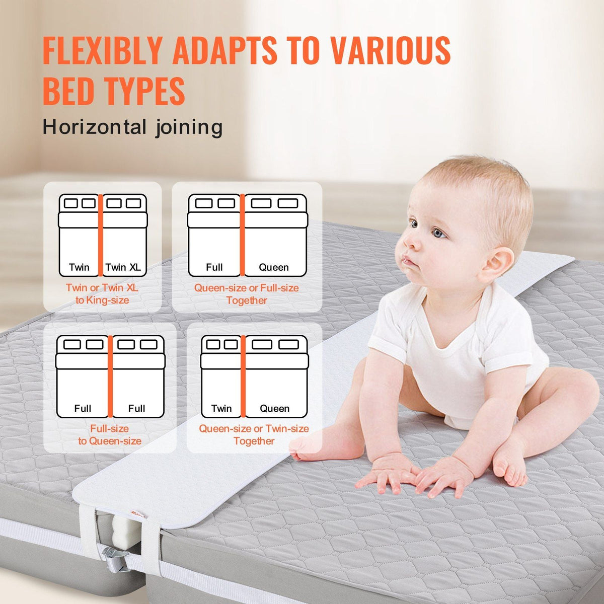 2-in-1 Bed Bridge Twin to King with Attached Sheet - Twin Bed Connector - Split King Gap Filer - Mattress Wedge Gap Filler - Twin to King Bed Converter - Mattress Gap Filler King Bed, 75" L x 12" W