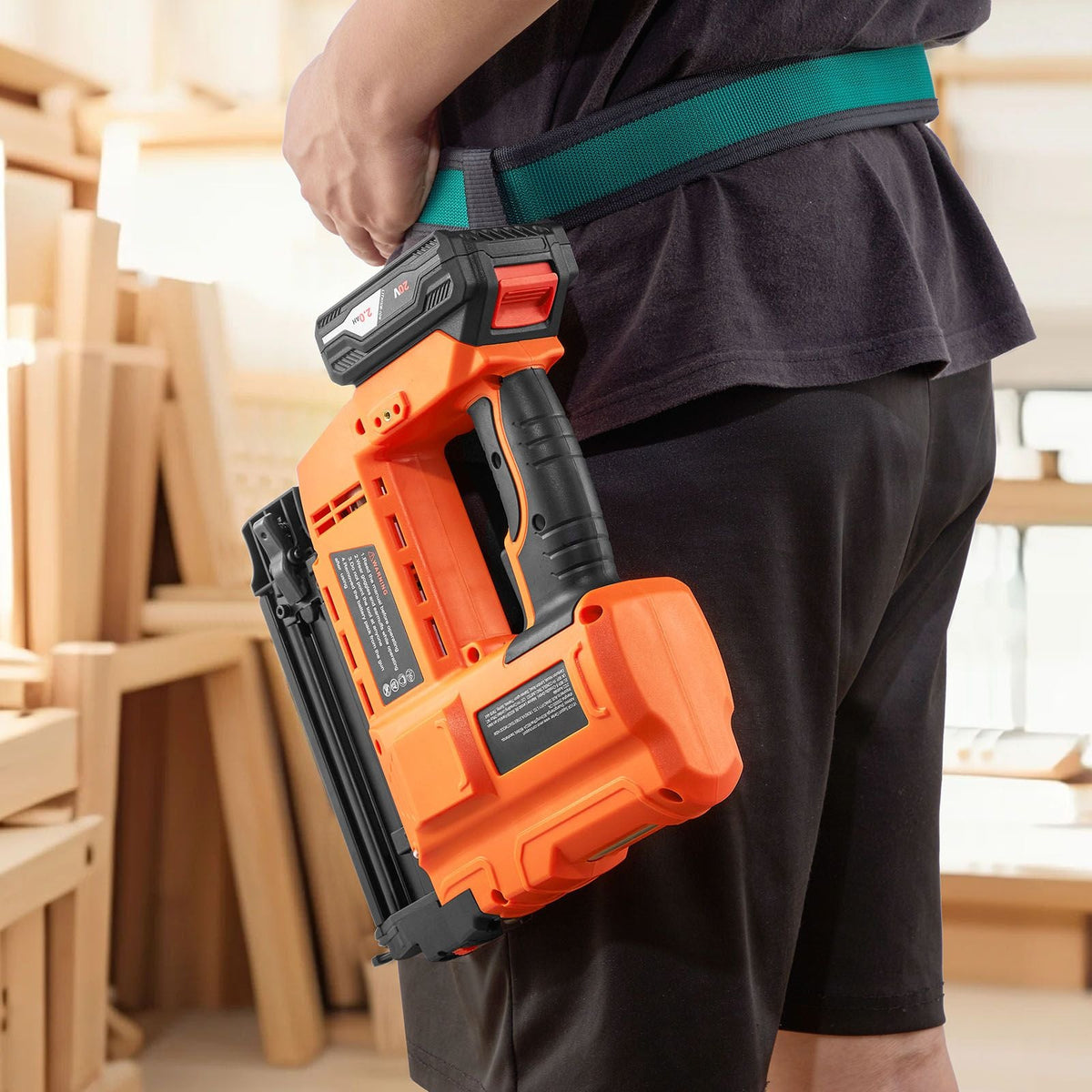 2-in-1 Cordless Brad Nailer, 18 Gauge, 20V Battery Powered Nail Gun and Staple Gun, with 500 pcs Nails, 500 pcs Staples, 2.0 Ah Li-ion Battery and Charger, for Home Improvement, Woodworking