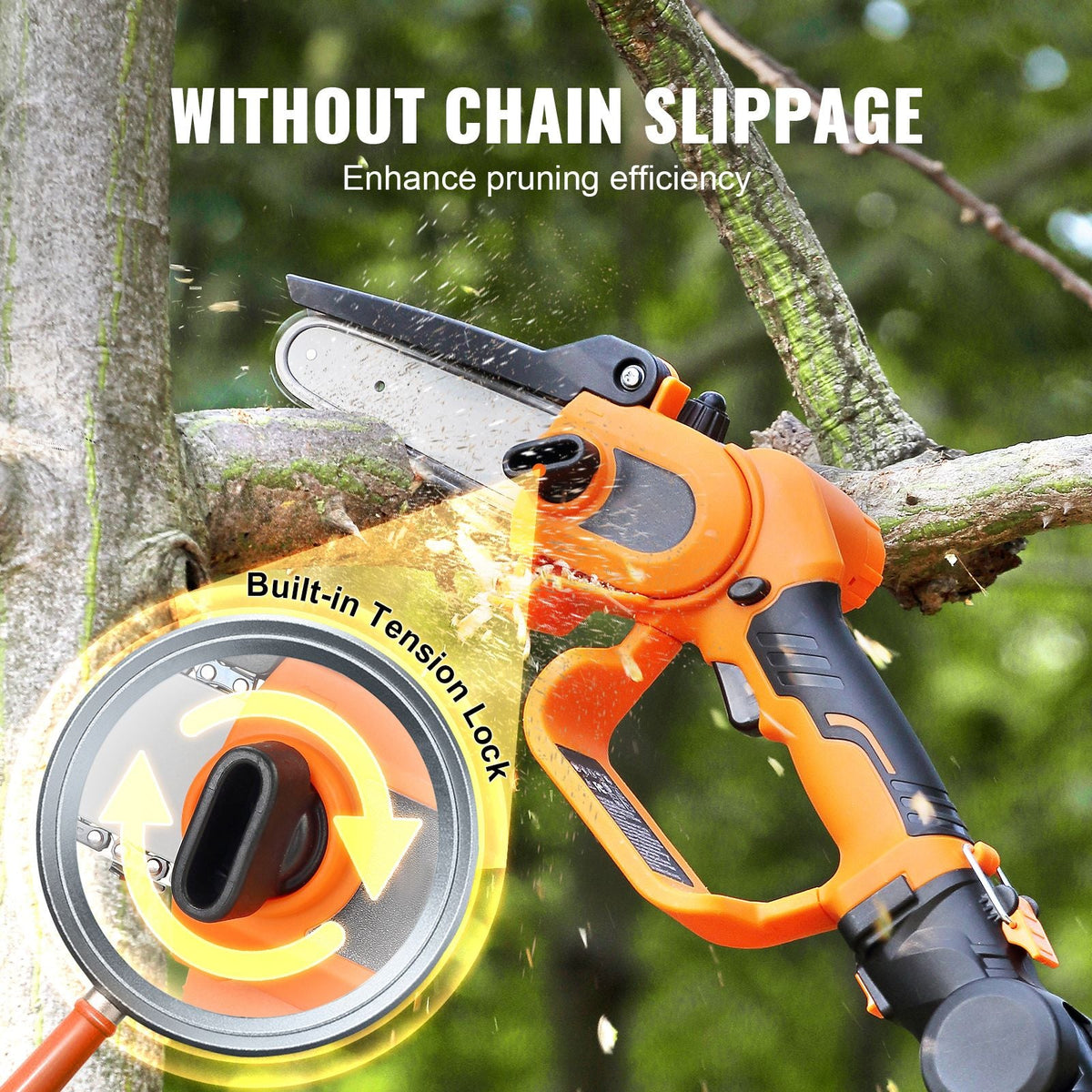 2-in-1 Cordless Pole Saw & Mini Chainsaw, 20V 2Ah Battery Pole Chainsaw, 5" Cutting Capacity 8 ft Reach Pole Saw for Branch Cutting & Tree Trimming (Battery and Blade Cover Included)