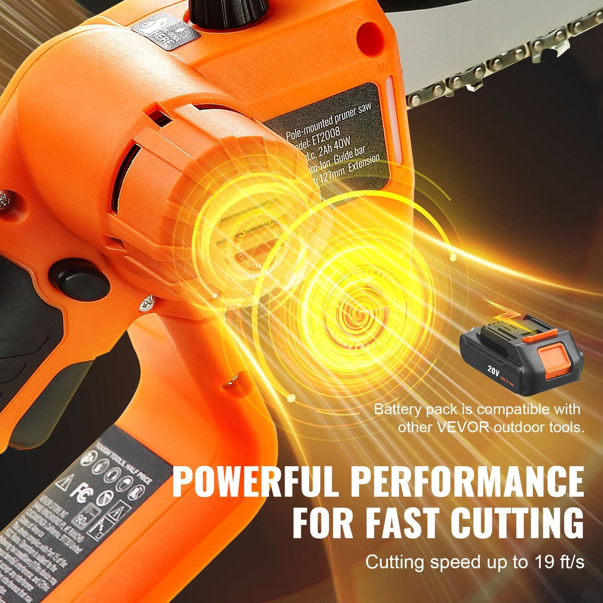 2-in-1 Cordless Pole Saw & Mini Chainsaw, 20V 2Ah Battery Pole Chainsaw, 5" Cutting Capacity 8 ft Reach Pole Saw for Branch Cutting & Tree Trimming (Battery and Blade Cover Included)