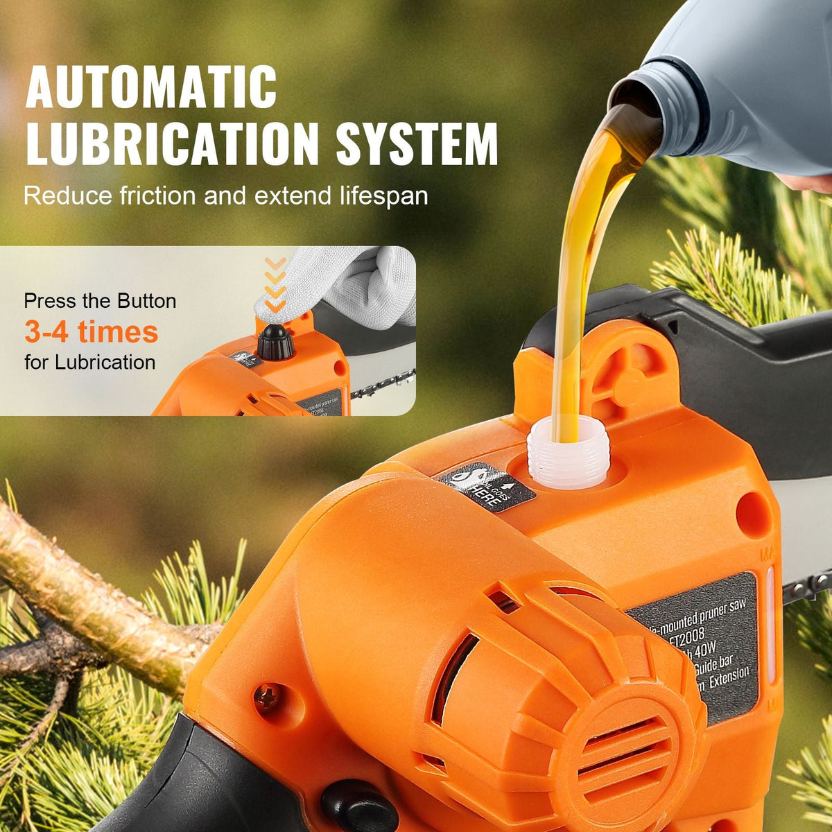 2-in-1 Cordless Pole Saw & Mini Chainsaw, 20V 2Ah Battery Pole Chainsaw, 5" Cutting Capacity 8 ft Reach Pole Saw for Branch Cutting & Tree Trimming (Battery and Blade Cover Included)