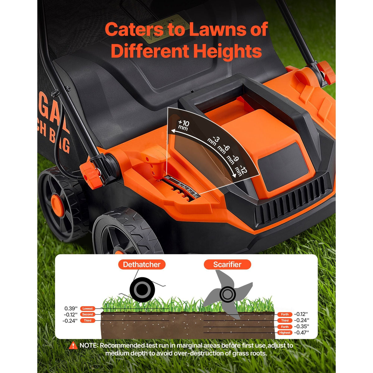 2-in-1 Electric Dethatcher and Scarifier, 13-Inch 13 Amp, Corded Lawn Dethatcher with 13-Gallon Thatch Collection Bag, 5-Position Depth Adjustment, Walk Behind Machine for Garden Yard Grass