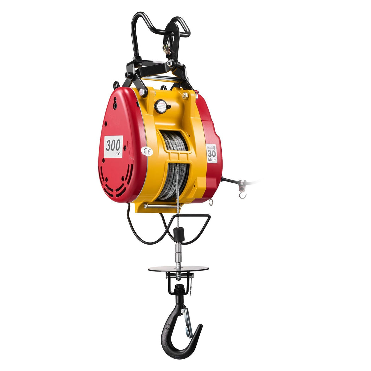2-in-1 Electric Hoist Winch, 660 lbs Capacity, 1500W Portable Power Winch Crane, 98.4 ft Lifting Height, 62 ft/min with Wired and Wireless Remote Control for Factory, Warehouss, Garage