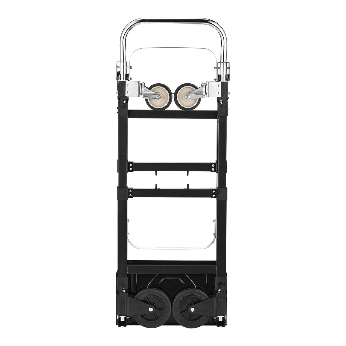 2 in 1 Folding Hand Truck, 500 lbs Load Capacity for 4-Wheel Mode, Convertible Hand Truck Dolly with Wheels & Adjustable Handle, Portable Trolley Dolly for Moving Home, Office, Warehouse