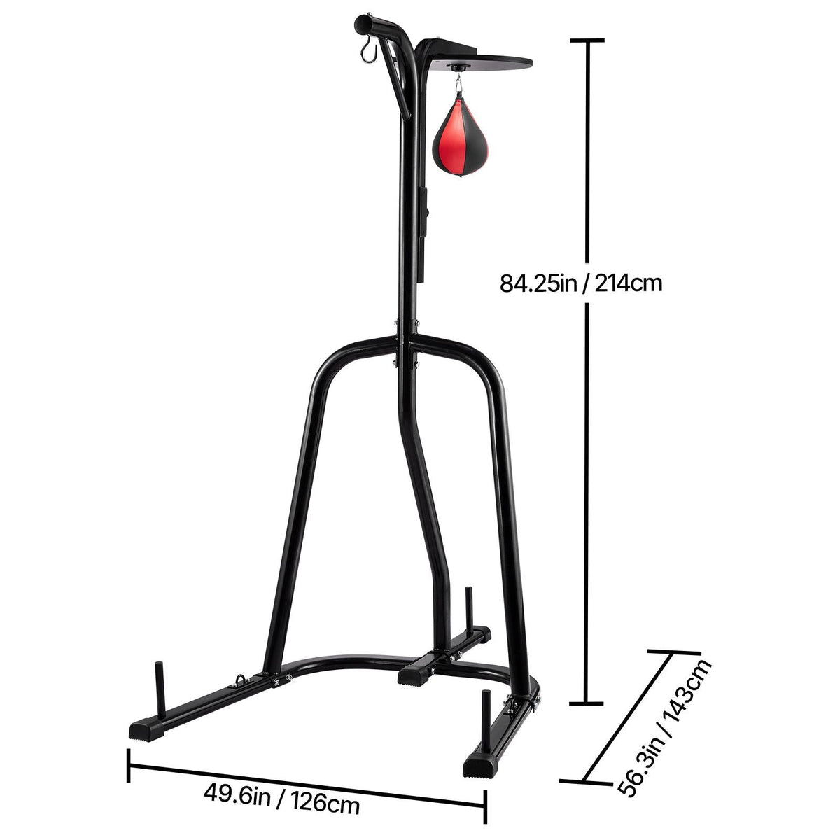 2 in 1 Punching Bag Stand, Steel Heavy Duty Workout Equipment, Adjustable Height Boxing Punching Bag and Speed Bag Stand, Freestanding Sandbag Rack, Holds Up to 140 lbs, for Home Gym Fitness