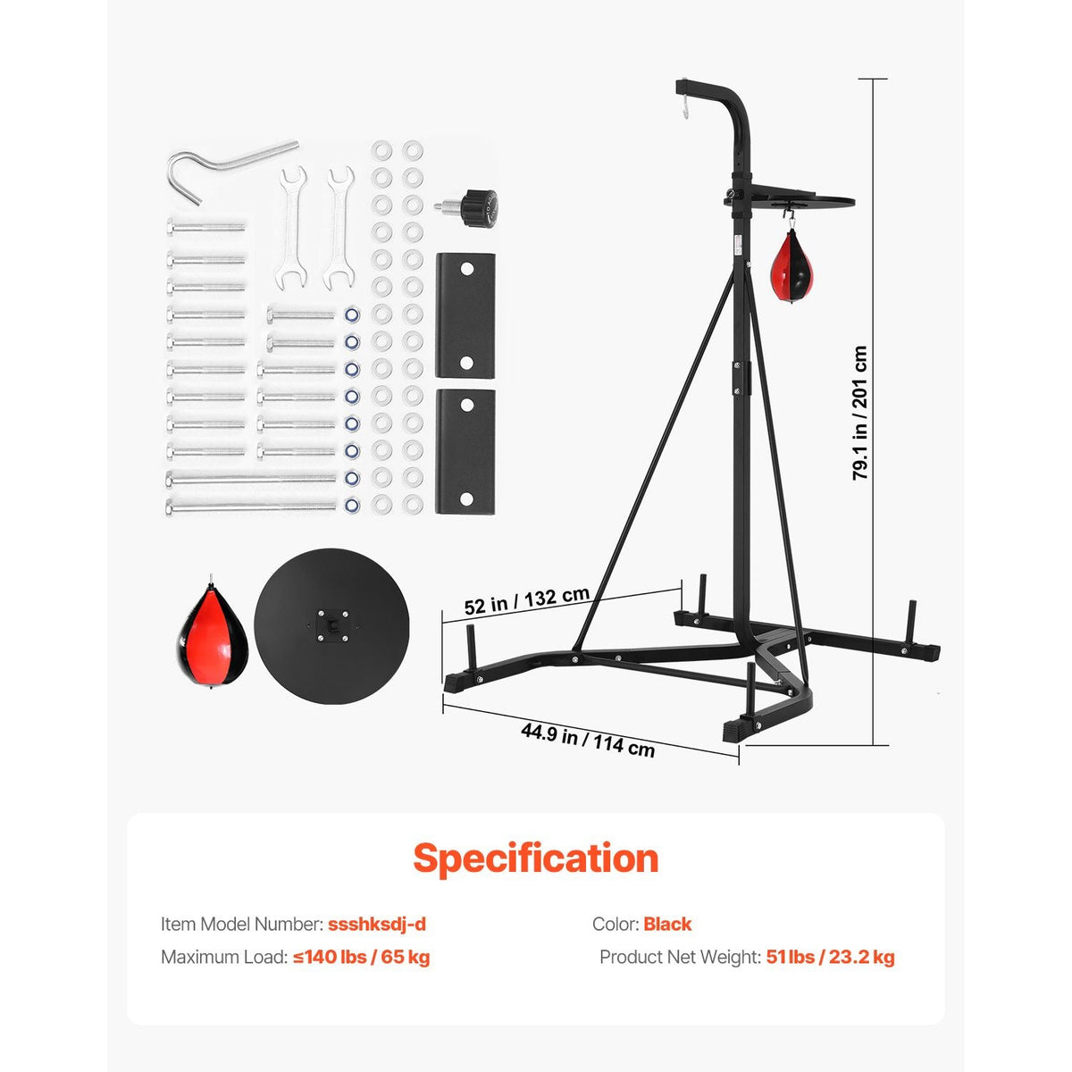 2 in 1 Punching Bag Stand, Steel Heavy Duty Workout Equipment, Adjustable Height Boxing Punching Bag and Speed Bag Stand, Freestanding Sandbag Rack, Holds Up to 140 lbs, for Home Gym Fitness