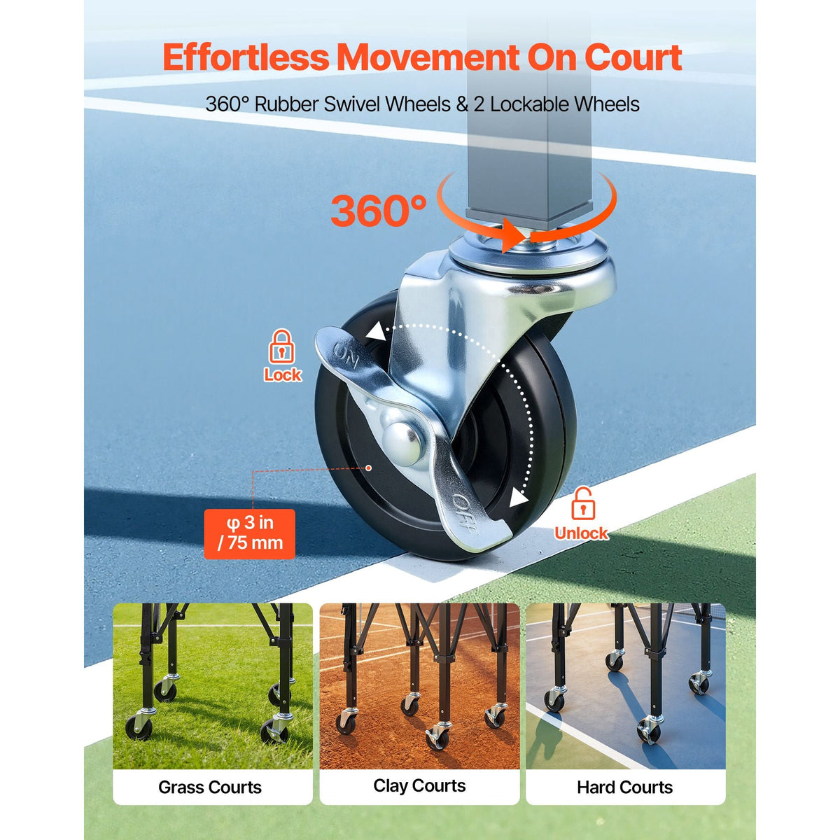 2-in-1 Tennis & Pickleball Hopper, with Pickup Tube, Foldable Pickleball Basket Cart with with Wheels, Holds 150 Tennis Balls or 260 Pickleballs, Portable Pickleball Caddy Holder, for Training