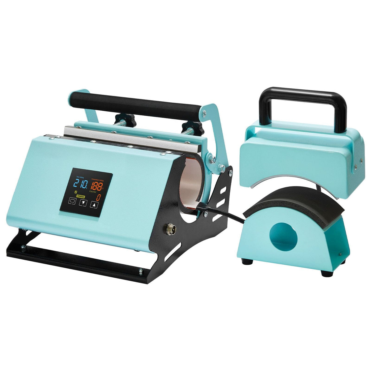 2 in 1 Tumbler and Hat Heat Press Machine, Mini Hat Heat Press for Caps and Hats, Tumbler Heat Press for 11-30oz Sublimation Tumblers and Mugs, Temperature and Time Control, Green