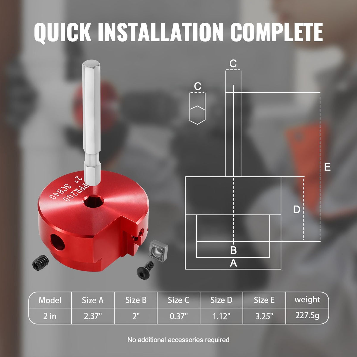 2 In PVC Pipe Reamer, Aluminum Alloy, PVC Pipe Fitting Saver, for Use with SCH 40 ABS, PVC, CPVC Pipes, Clean Leftover Pipe & Solvent Cement Remnants, for Water Lines, Drain Lines, Vent Lines