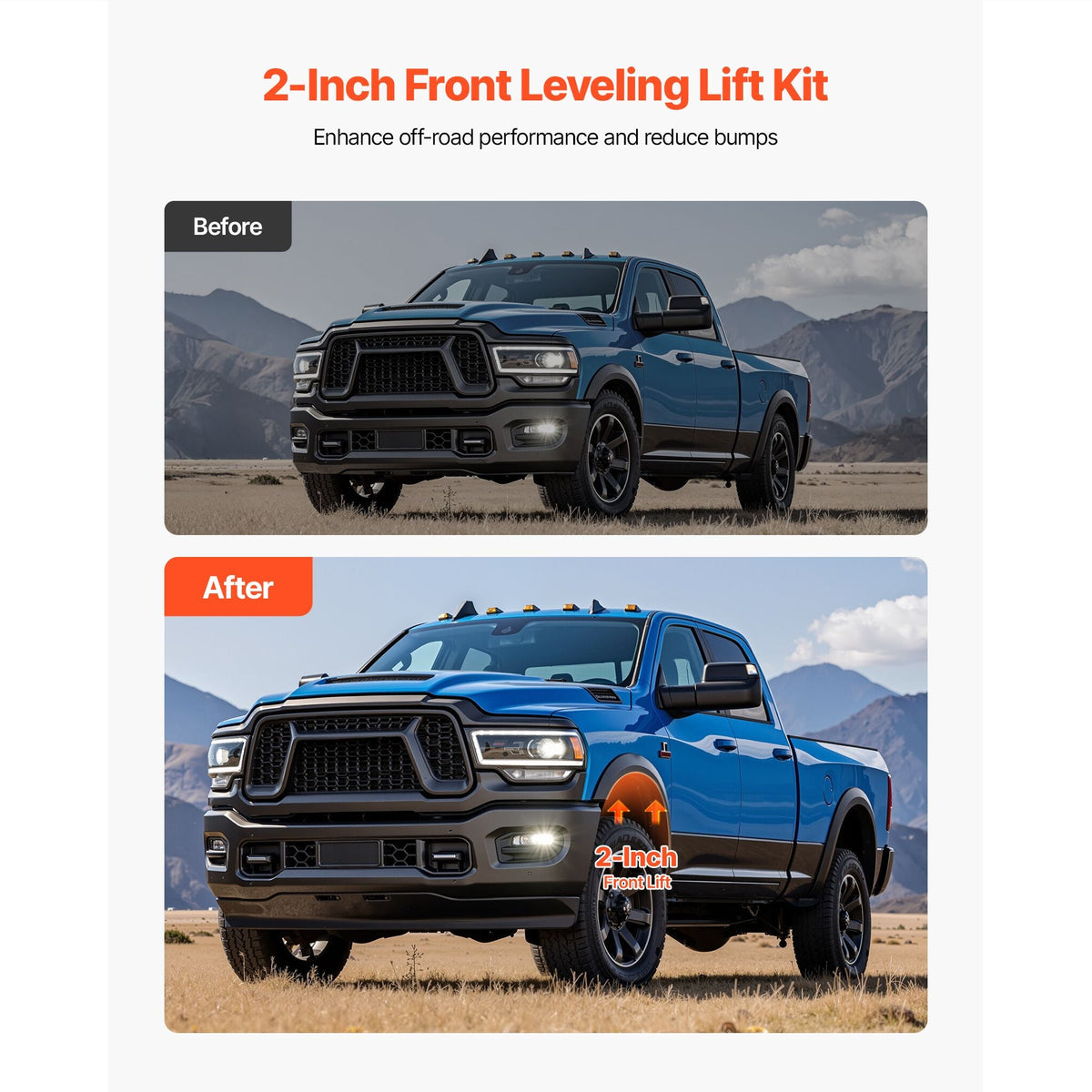 2 Inch Front Leveling Lift Kit for 2005-2024 Ford F250 F350 Super Duty 4WD, Chassis Level Kit with 2PCS Heavy Duty Forged Aluminum Coil Spring Spacers, Suspension Leveling Kit, CNC Machined