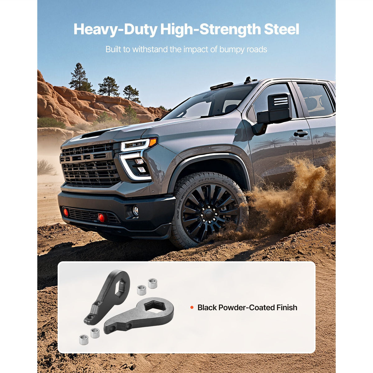 2 Inch Torsion Bar Keys for 2020-2024 Chevy/GMC 2500/3500HD, Front Leveling Lift Kit Heavy-Duty Steel Suspension Level Kit with 4 Bushings, Chassis Leveling Kit Compatible with Chevy and GMC