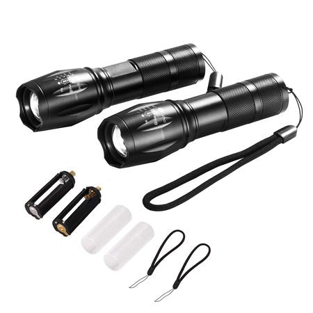 2 Pack Flashlights Torch, 2000 High Lumens 5 Modes Adjustable Focus Flashlight, IP44 LED Waterproof Handheld Flashlight for Camping Cycling Hiking Fishing Emergency