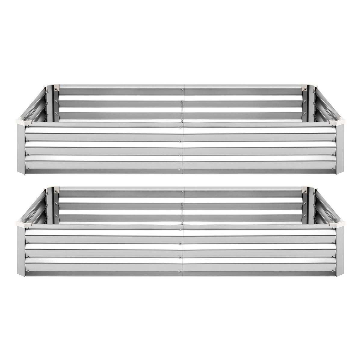 2 Pack Galvanized Raised Garden Beds, 6 x 3 x 1 ft, Rectangular Metal Planter Boxes Kit Outdoor, Bottomless Elevated Planting Box with Gloves, Alu-Zinc, for Growing Flowers Vegetables, Silver