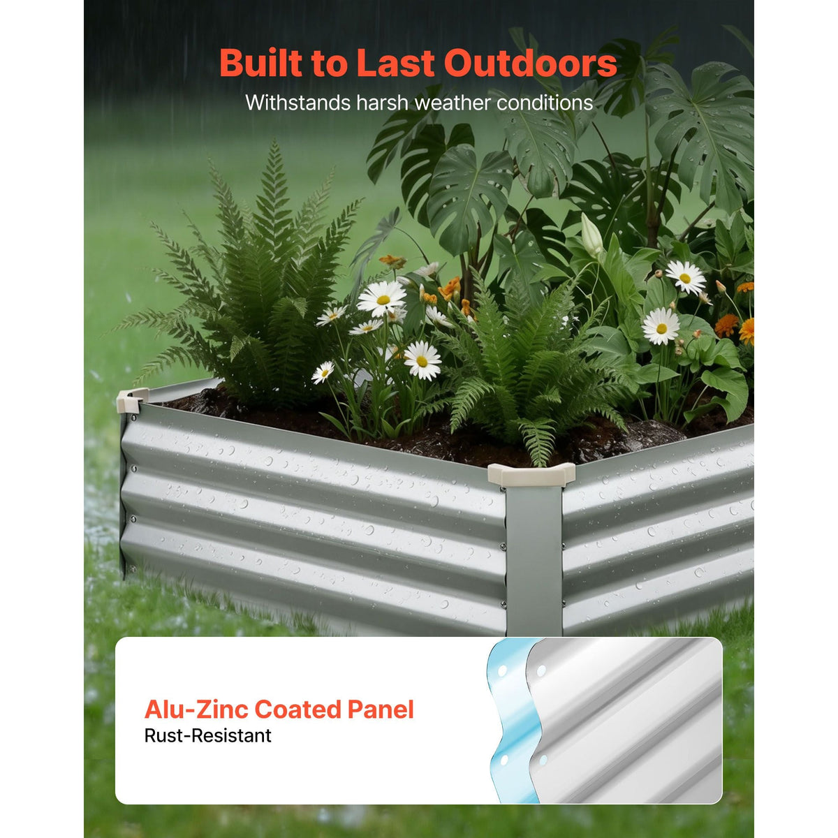 2 Pack Galvanized Raised Garden Beds, 6 x 3 x 1 ft, Rectangular Metal Planter Boxes Kit Outdoor, Bottomless Elevated Planting Box with Gloves, Alu-Zinc, for Growing Flowers Vegetables, Silver