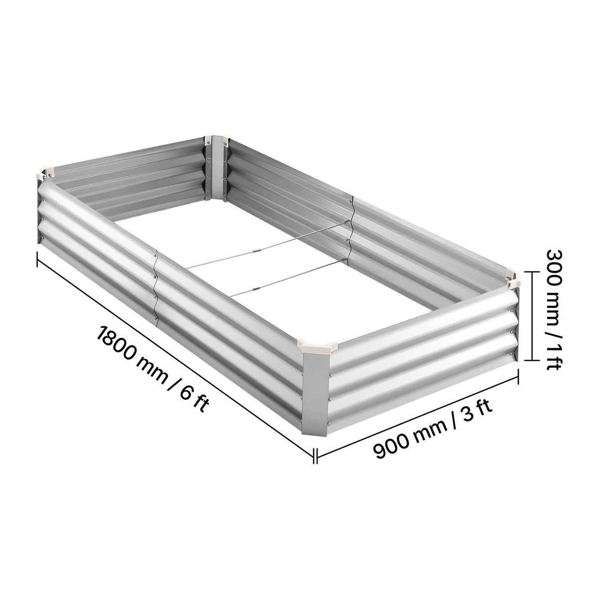 2 Pack Galvanized Raised Garden Beds, 6 x 3 x 1 ft, Rectangular Metal Planter Boxes Kit Outdoor, Bottomless Elevated Planting Box with Gloves, Alu-Zinc, for Growing Flowers Vegetables, Silver