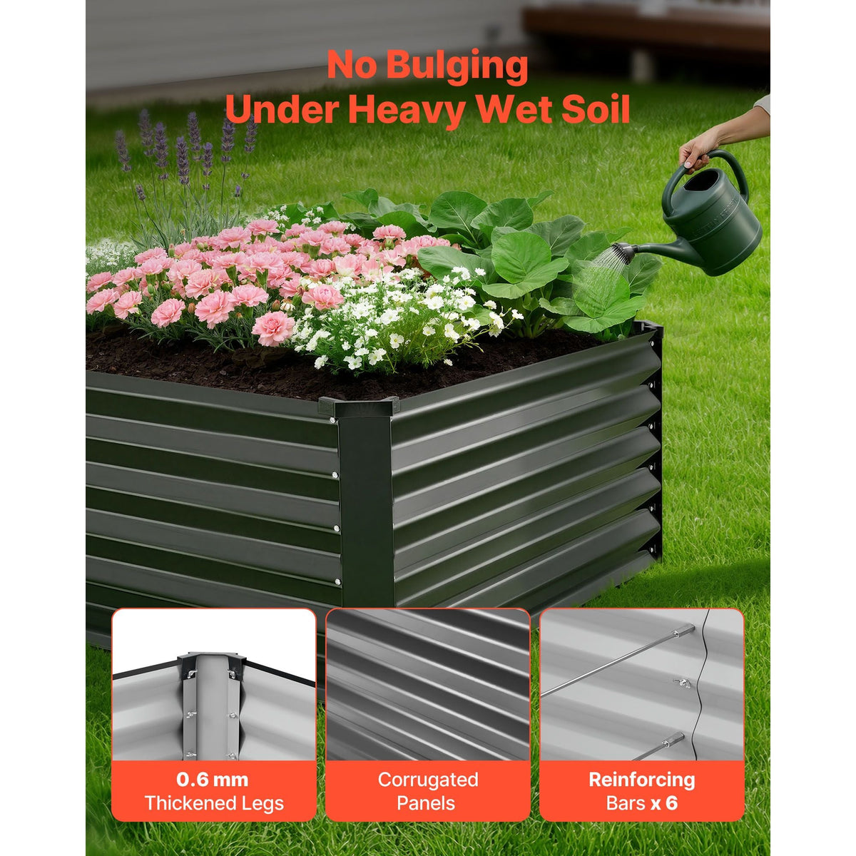 2 Pack Galvanized Raised Garden Beds, 6.67 x 3.35 x 1.51 ft, Rectangular Metal Planter Boxes Kit Outdoor, Elevated Planting Box with Gloves, Alu-Zinc, for Growing Flowers Vegetables, Dark Gray