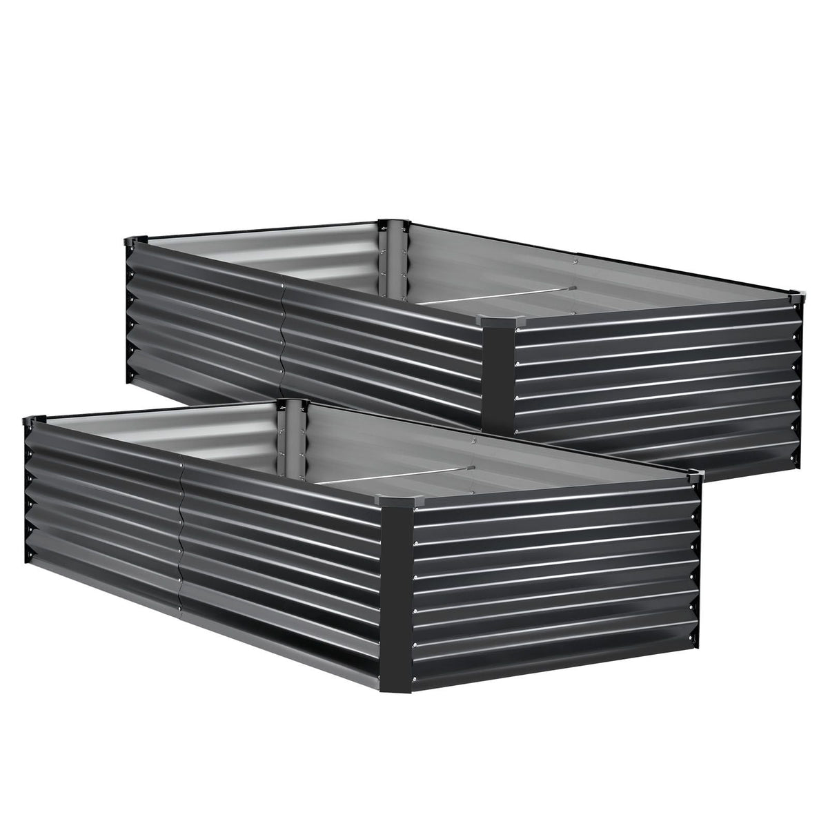 2 Pack Galvanized Raised Garden Beds, 6.67 x 3.35 x 1.51 ft, Rectangular Metal Planter Boxes Kit Outdoor, Elevated Planting Box with Gloves, Alu-Zinc, for Growing Flowers Vegetables, Dark Gray