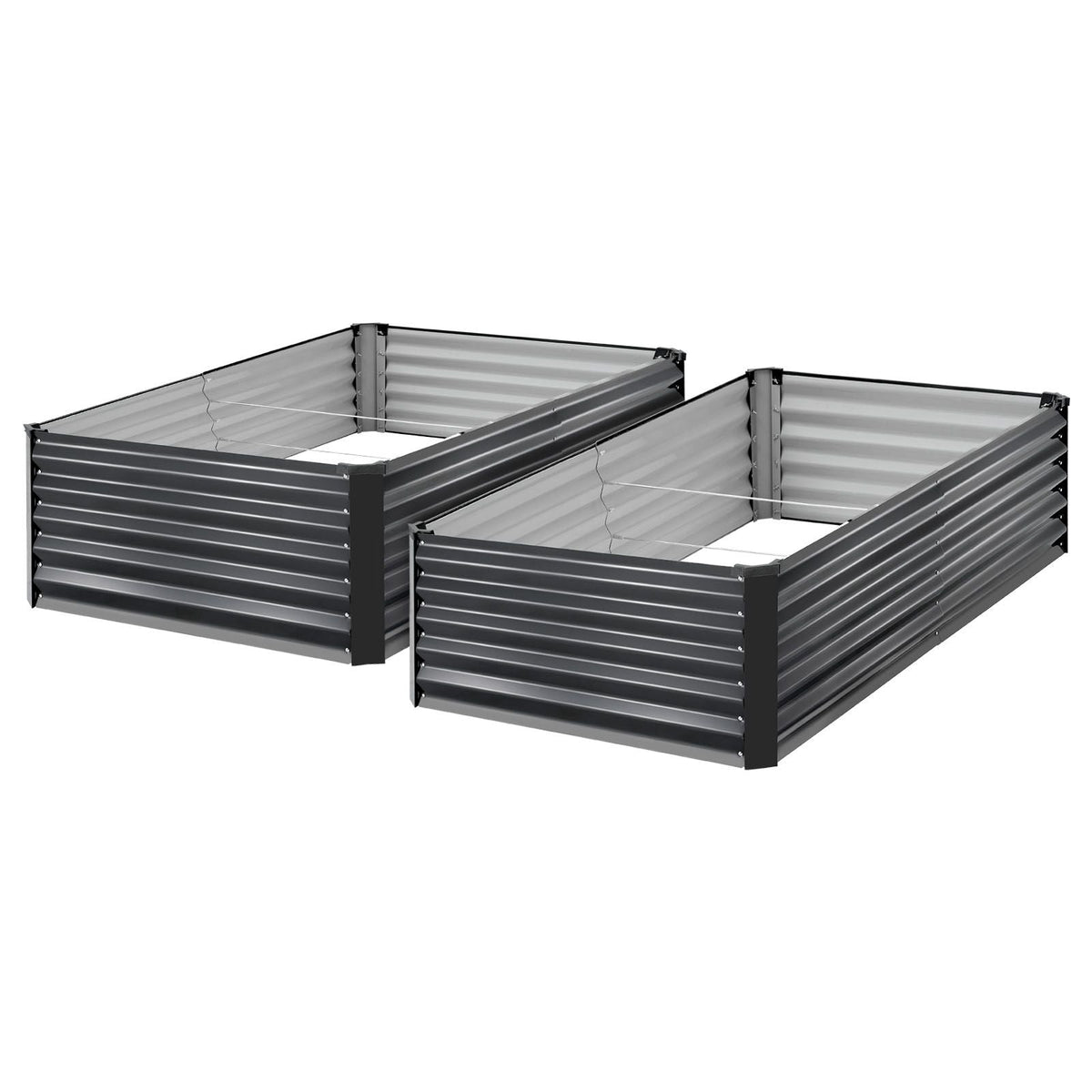 2 Pack Galvanized Raised Garden Beds, 6.67 x 3.35 x 1.51 ft, Rectangular Metal Planter Boxes Kit Outdoor, Elevated Planting Box with Gloves, Alu-Zinc, for Growing Flowers Vegetables, Dark Gray