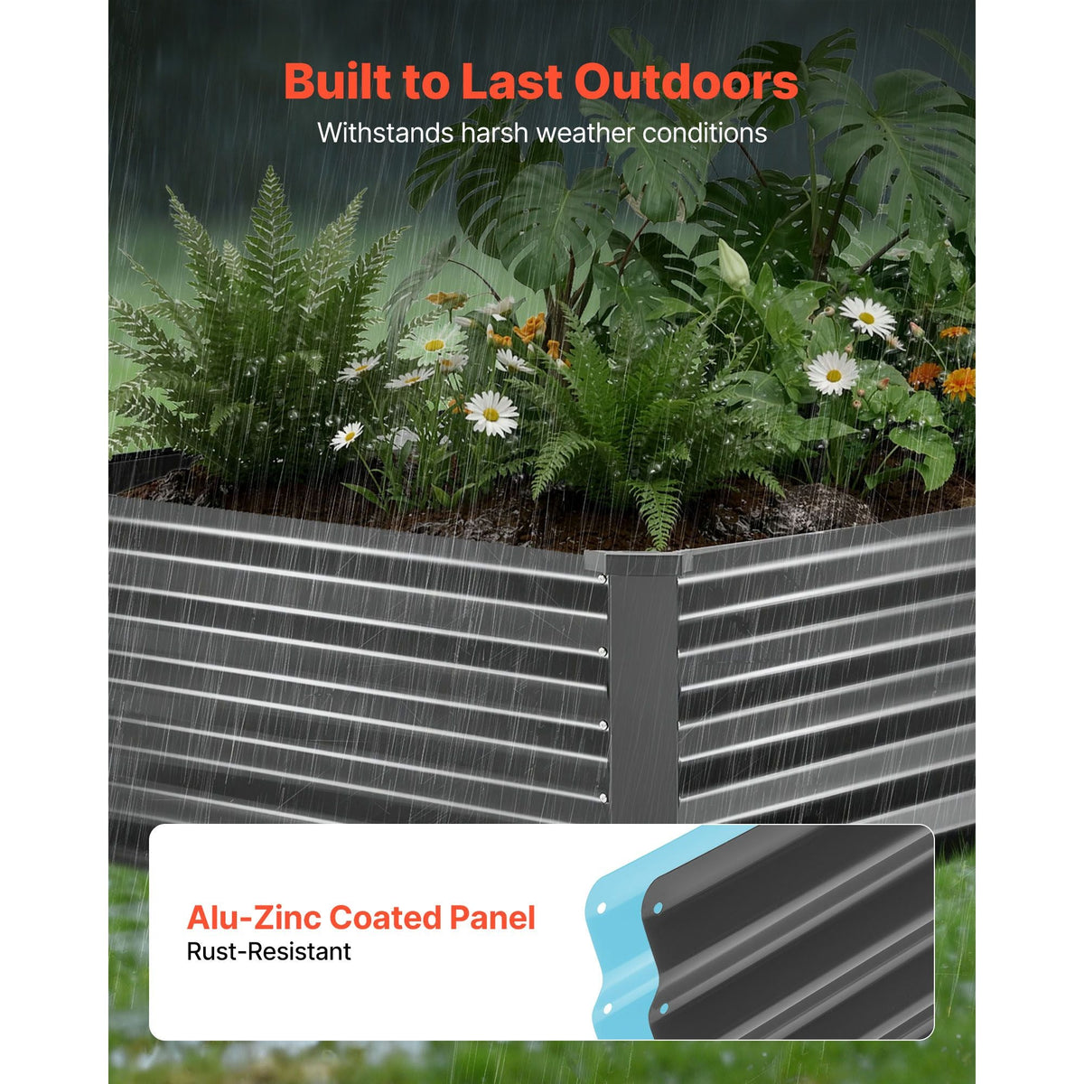 2 Pack Galvanized Raised Garden Beds, 6.67 x 3.35 x 1.51 ft, Rectangular Metal Planter Boxes Kit Outdoor, Elevated Planting Box with Gloves, Alu-Zinc, for Growing Flowers Vegetables, Dark Gray