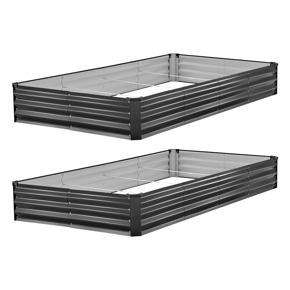 2 Pack Galvanized Raised Garden Beds, 8 x 4 x 1 ft, Rectangular Metal Planter Boxes Kit Outdoor, Bottomless Elevated Planting Box with Gloves, Alu-Zinc, for Growing Flowers Vegetables, Dark Gray