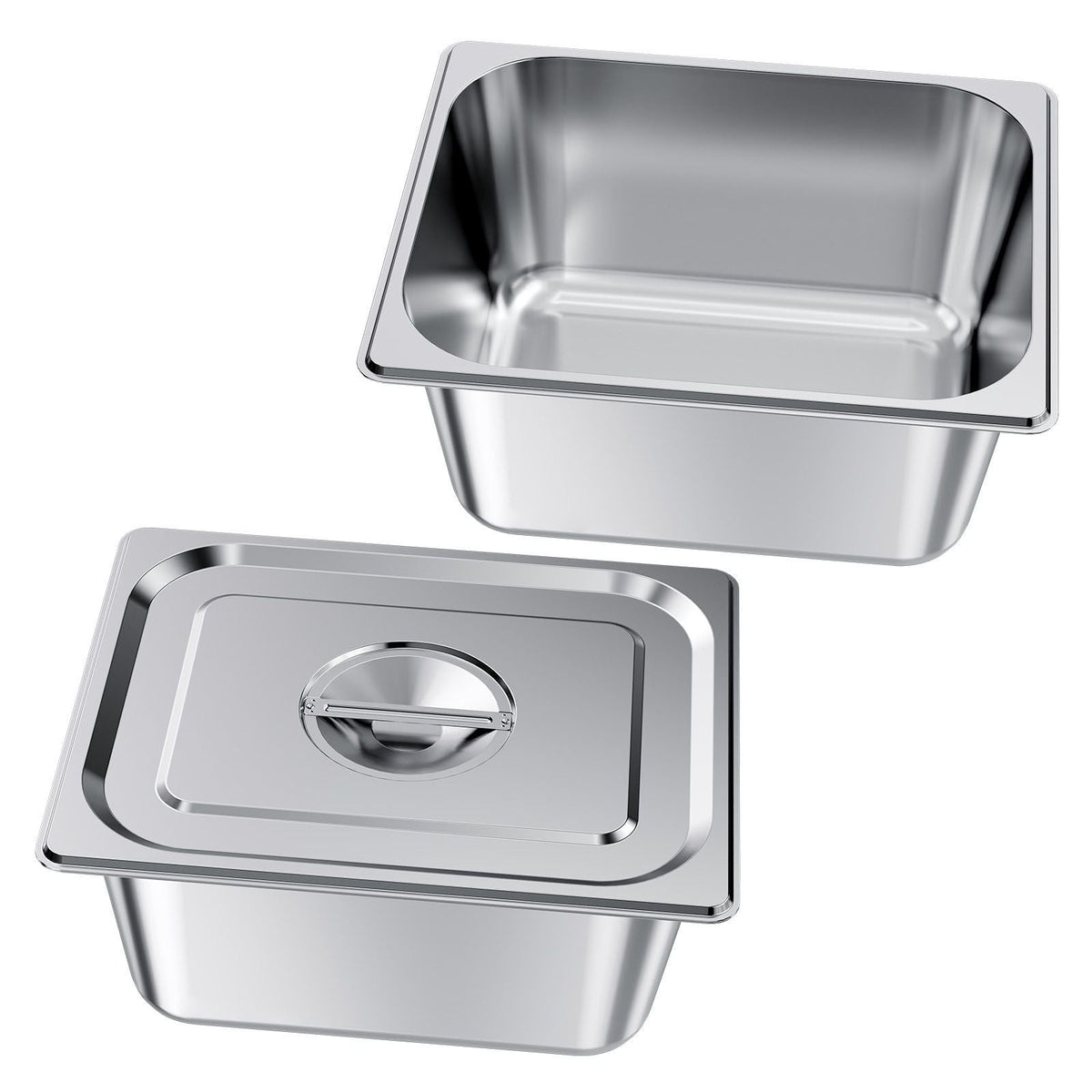 2 Pack Stainless Steam Hotel Pans, 1/2 Size Table Steam Pans With Lids, 6 Inch Deep, Anti Jam Restaurant Supplies Reusable Catering Storage for Home, Party, Restaurant, Hotel, Buffet