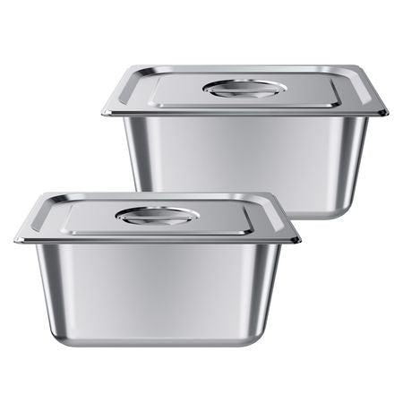 2 Pack Stainless Steam Hotel Pans, 1/2 Size Table Steam Pans With Lids, 6 Inch Deep, Anti Jam Restaurant Supplies Reusable Catering Storage for Home, Party, Restaurant, Hotel, Buffet