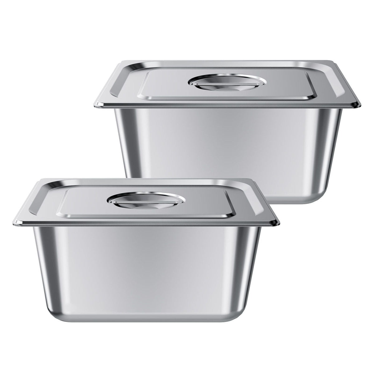 2 Pack Stainless Steam Hotel Pans, 1/2 Size Table Steam Pans With Lids, 6 Inch Deep, Anti Jam Restaurant Supplies Reusable Catering Storage for Home, Party, Restaurant, Hotel, Buffet