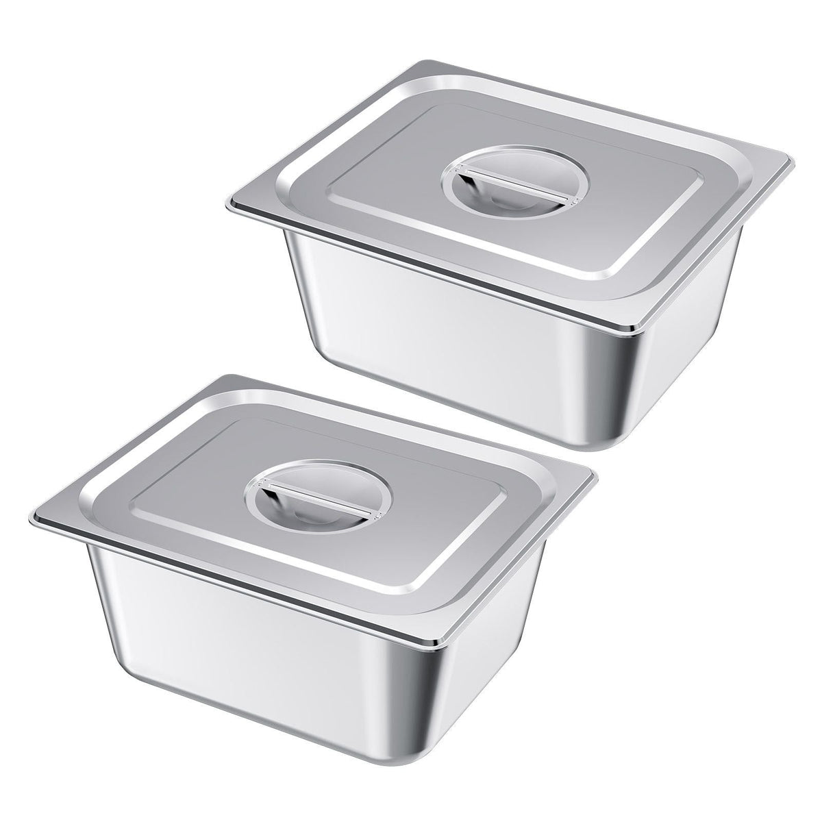 2 Pack Stainless Steam Hotel Pans, 1/2 Size Table Steam Pans With Lids, 6 Inch Deep, Anti Jam Restaurant Supplies Reusable Catering Storage for Home, Party, Restaurant, Hotel, Buffet