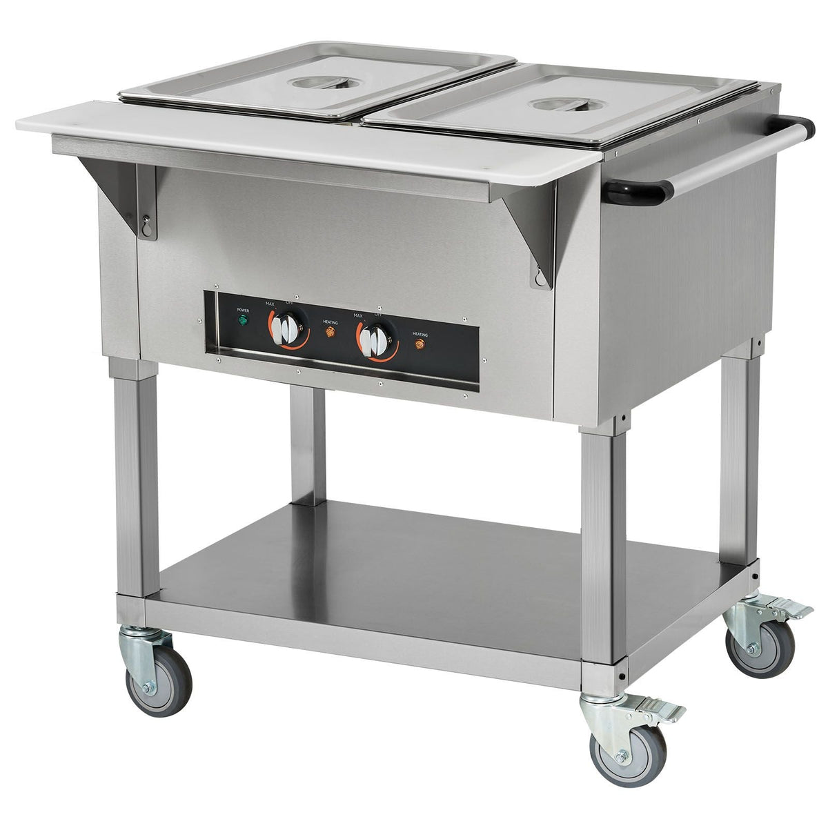 2-Pan Commercial Food Warmer, 2 x 20.6QT Electric Steam Table, 1000W Professional Buffet Catering Food Warmer with 4 Wheels (2 Lockable), Food Grade Stainless Steel Server for Party Restaurant