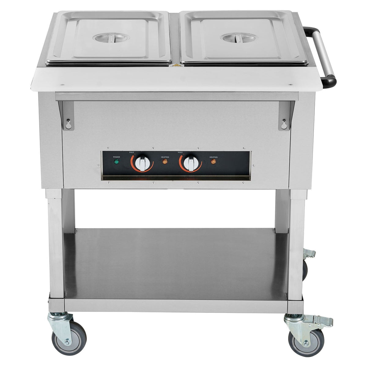 2-Pan Commercial Food Warmer, 2 x 20.6QT Electric Steam Table, 1000W Professional Buffet Catering Food Warmer with 4 Wheels (2 Lockable), Food Grade Stainless Steel Server for Party Restaurant