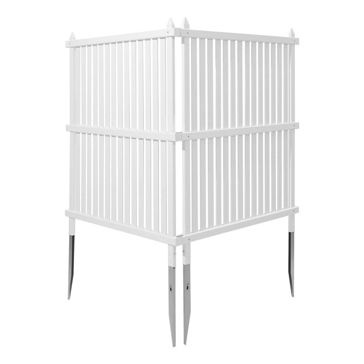 2 Panels Outdoor Privacy Screen, 36 x 45 in Air Conditioner Fence with 19.7 in Ground Stakes, Pool Equipment Enclosure, Strip Vinyl Privacy Fence, Ideal for Trash Can and A/C Units, White