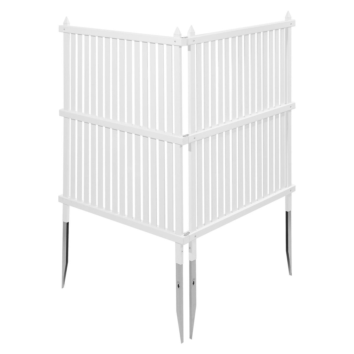 2 Panels Outdoor Privacy Screen, 36 x 45 in Air Conditioner Fence with 19.7 in Ground Stakes, Pool Equipment Enclosure, Strip Vinyl Privacy Fence, Ideal for Trash Can and A/C Units, White