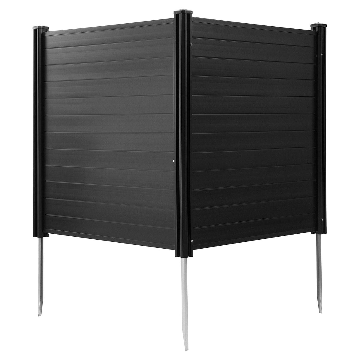 2 Panels Outdoor Privacy Screen, 48 x 48 in Air Conditioner Fence with 27.6 in Ground Stakes, Pool Equipment Enclosure, Horizontal Vinyl Privacy Fence, Ideal for Trash Can and A/C Units, Black