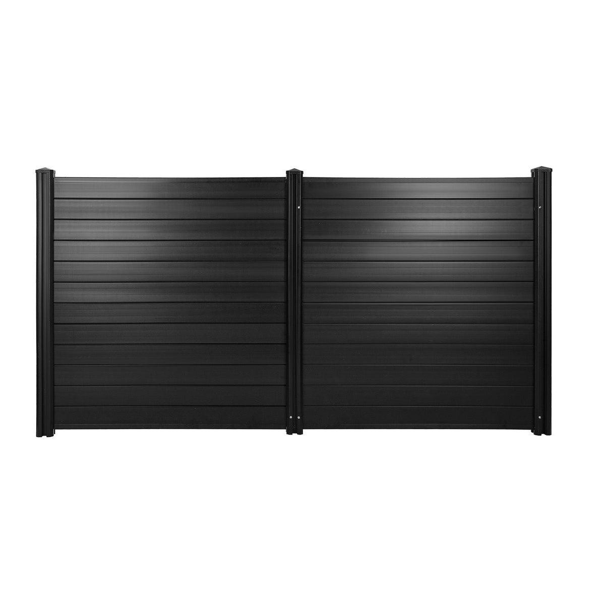 2 Panels Outdoor Privacy Screen, 48 x 48 in Air Conditioner Fence with 27.6 in Ground Stakes, Pool Equipment Enclosure, Horizontal Vinyl Privacy Fence, Ideal for Trash Can and A/C Units, Black