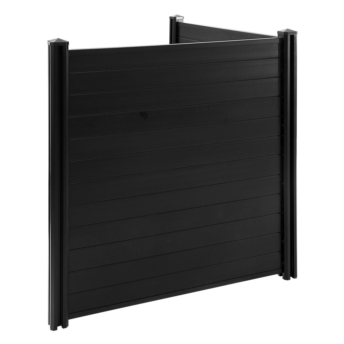 2 Panels Outdoor Privacy Screen, 48 x 48 in Air Conditioner Fence with 27.6 in Ground Stakes, Pool Equipment Enclosure, Horizontal Vinyl Privacy Fence, Ideal for Trash Can and A/C Units, Black