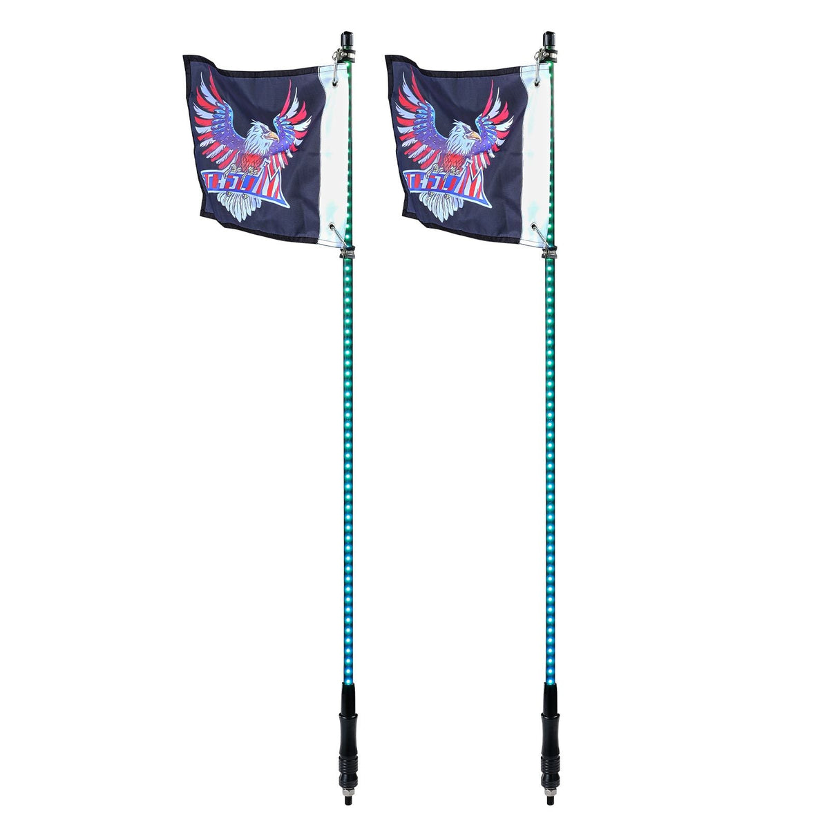 2 PCS 3 FT Whip Light, APP & RF Remote Control Led Whip Light, Waterproof RGB Chasing Lighted Whips with 4 Flags, for UTVs, ATVs, Motorcycles, RZR, Can-am, Trucks, Off-road, Go-karts