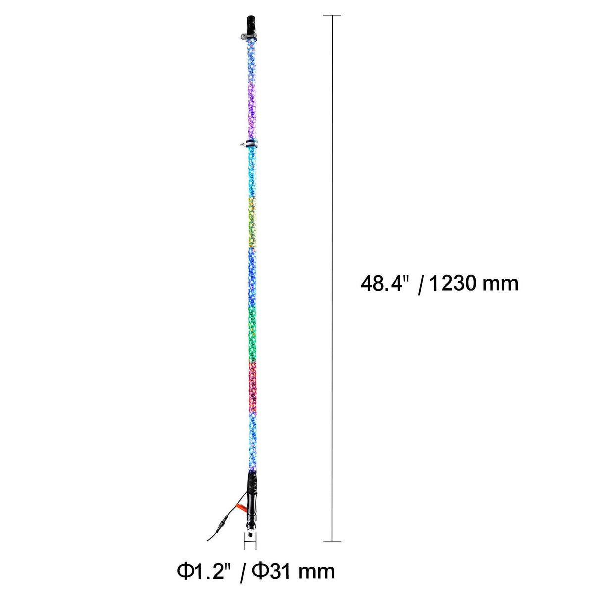 2 PCS 4 FT Whip Light, APP & RF Remote Control Led Whip Light, Waterproof 360° Spiral RGB Chasing Lighted Whips with 4 Flags, for UTVs, ATVs, Motorcycles, RZR, Can-am, Trucks, Off-road, Go-karts