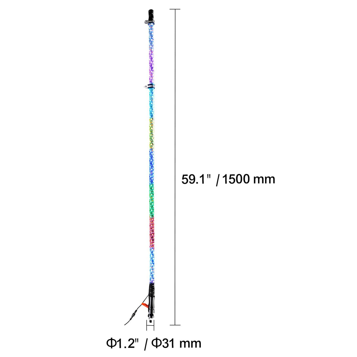 2 PCS 5 FT Whip Light, APP & RF Remote Control Led Whip Light, Waterproof 360° Spiral RGB Chasing Lighted Whips with 4 Flags, for UTVs, ATVs, Motorcycles, RZR, Can-am, Trucks, Off-road, Go-karts