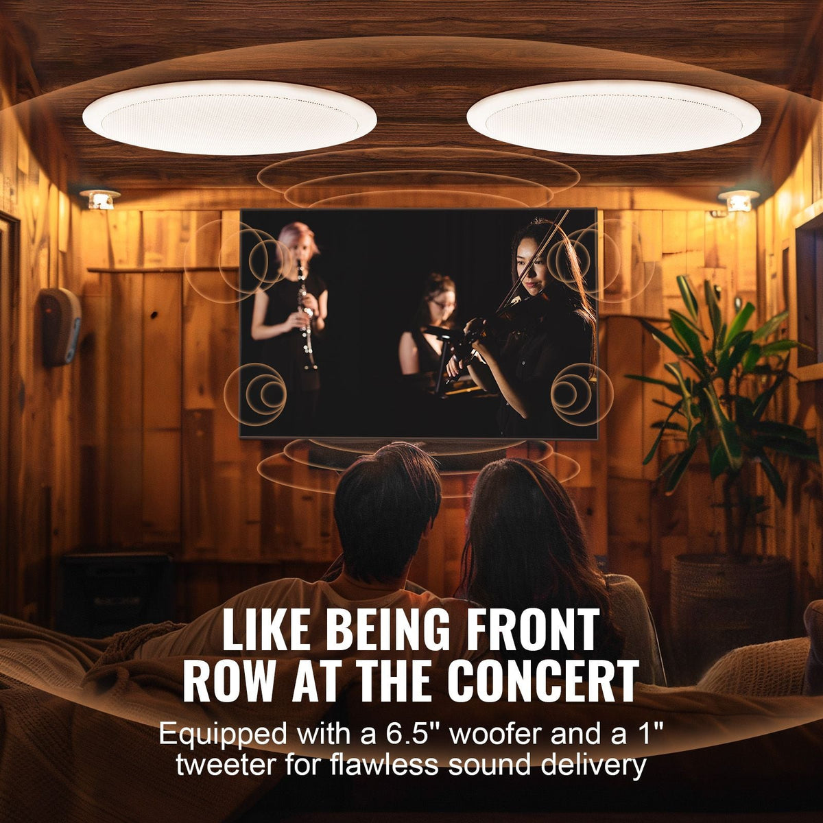 2 PCs 6.5'' Bluetooth in Ceiling Speakers, 150W, Flush Mount Ceiling & in-Wall Speaker System with 8ΩImpedance 89dB Sensitivity, for Home Kitchen Living Room Bedroom or Covered Outdoor Porches