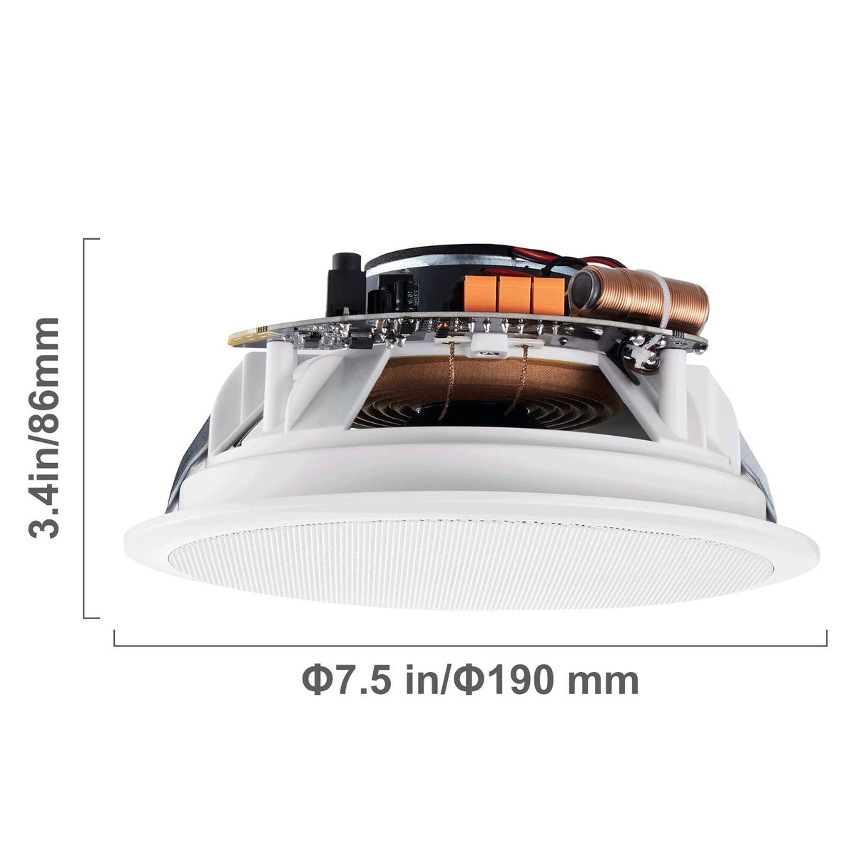 2 PCs 6.5'' Bluetooth in Ceiling Speakers, 150W, Flush Mount Ceiling & in-Wall Speaker System with 8ΩImpedance 89dB Sensitivity, for Home Kitchen Living Room Bedroom or Covered Outdoor Porches