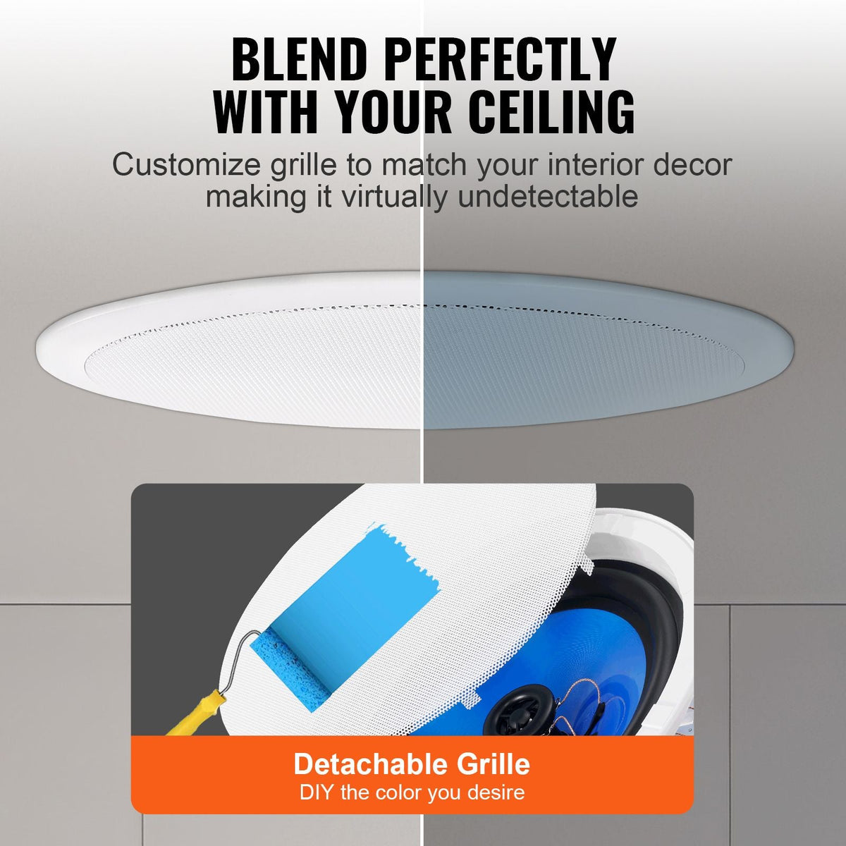 2 PCs 8 Inch in Ceiling Speakers, 50-Watts, Flush Mount Ceiling & in-Wall Speakers System with 8ΩImpedance 89dB Sensitivity, for Home Kitchen Living Room Bedroom or Covered Outdoor Porches
