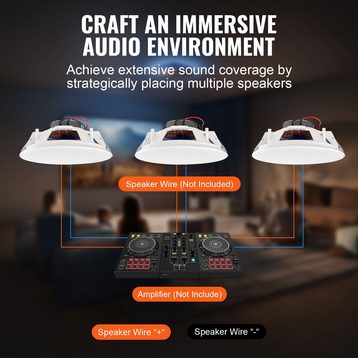 2 PCs 8 Inch in Ceiling Speakers, 50-Watts, Flush Mount Ceiling & in-Wall Speakers System with 8ΩImpedance 89dB Sensitivity, for Home Kitchen Living Room Bedroom or Covered Outdoor Porches