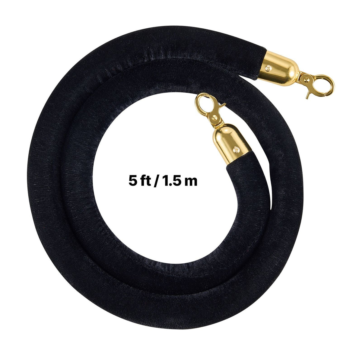2 Pcs Black Velvet Stanchion Ropes, 5 ft Crowd Control Stanchion Black Velvet Ropes with Gold Hooks, Post Queue Barrier Carpet Rope for Carpet Events Movie Theaters Grand Openings Hotels Party