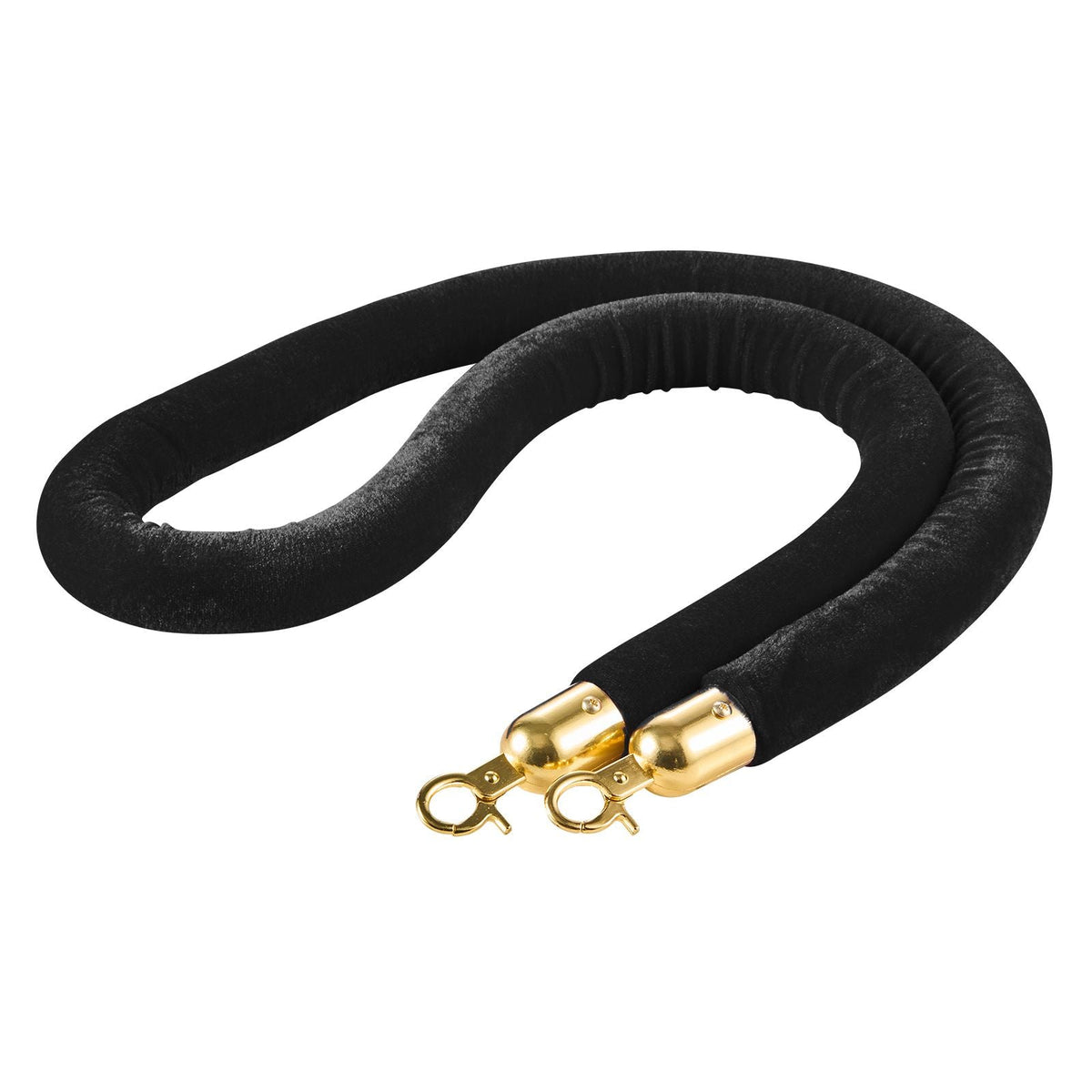 2 Pcs Black Velvet Stanchion Ropes, 5 ft Crowd Control Stanchion Black Velvet Ropes with Gold Hooks, Post Queue Barrier Carpet Rope for Carpet Events Movie Theaters Grand Openings Hotels Party